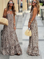 Irma Chic Leopard Print Maxi Dress Premium Wardrobe Essential