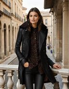 | Leather trench coat