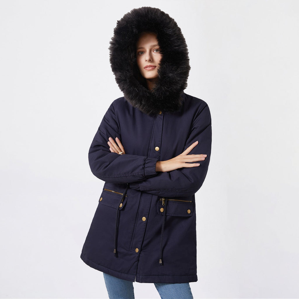 Fleece Lined Parka Coat with Fur Trims