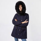 Fleece Lined Parka Coat with Fur Trims