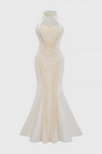 Binlk Beaded Round Neck Sleeveless Maxi Dress