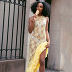 Lace See-Through Irregular Dress