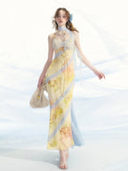 Floral Lace-Trim Fitted Mermaid Slip Dress