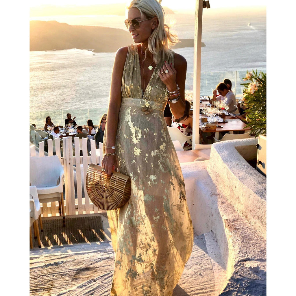 Sexy Plunge V Neck Resort Dress