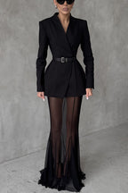 French summer chiffon fish tail eternal mesh high waisted elastic fish tail long skirt
