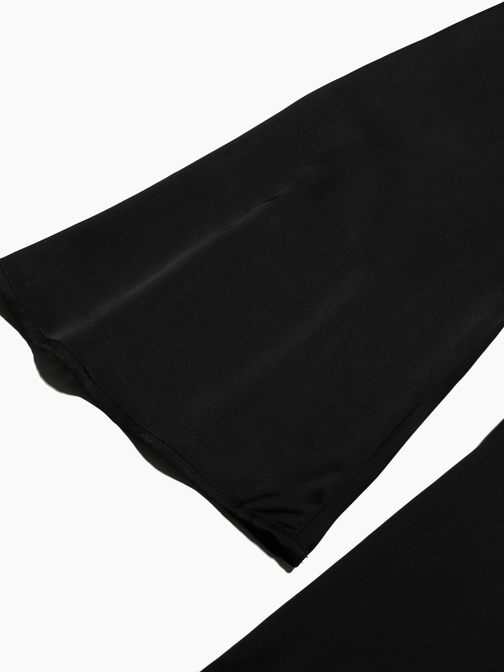 Black Cowl Neck Bell Sleeve Tie Waist Bodycon Maxi Dress
