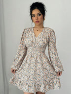Yesenia Timeless Women's Floral Dress with V Neck and Ruffle Details Designer Edit