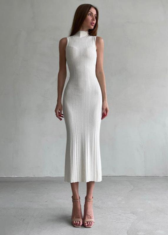 Mock Neck Sleeveless Rib Knit Bodycon Midi Dress