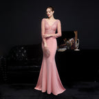 Floral Lace Illusion Long Sleeve Mermaid Trumpet Formal Gown