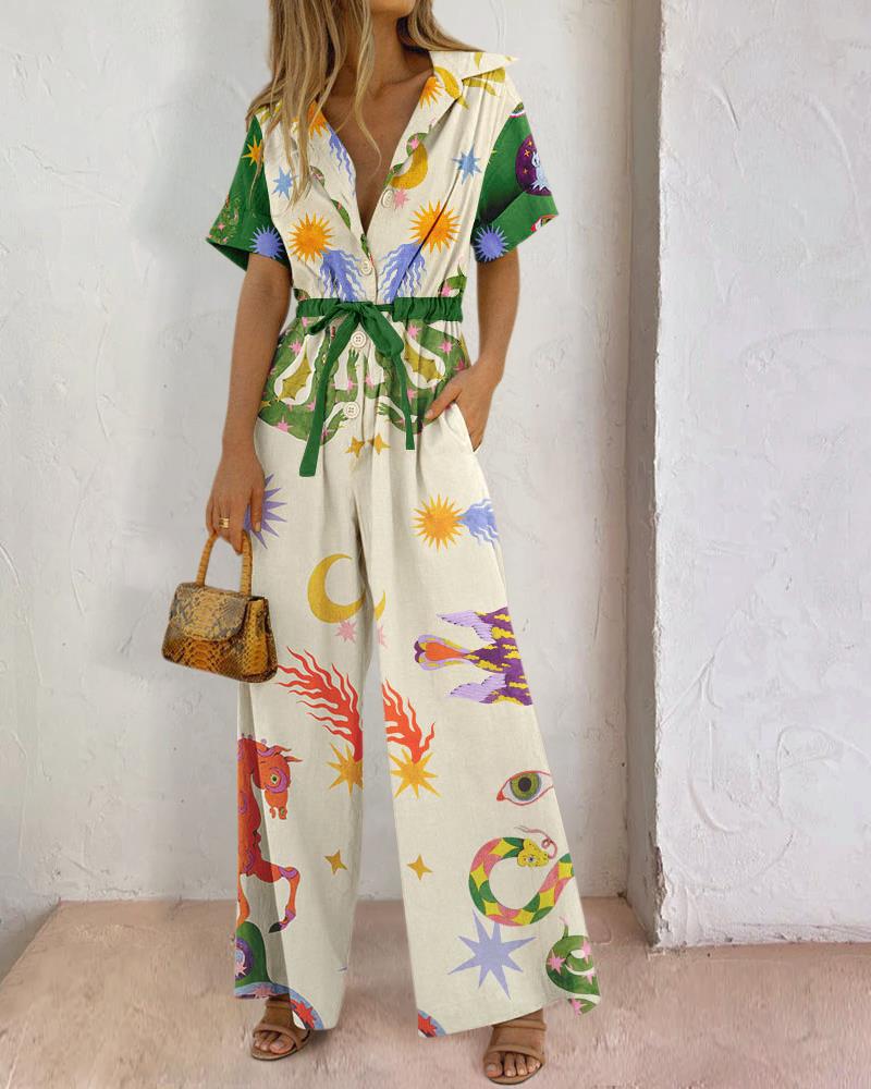 Printed Cotton Jumpsuit
