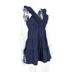 Ruffled Deep V Fitted Backless Dress