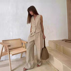 Vest & Casual Pants Two Piece Set