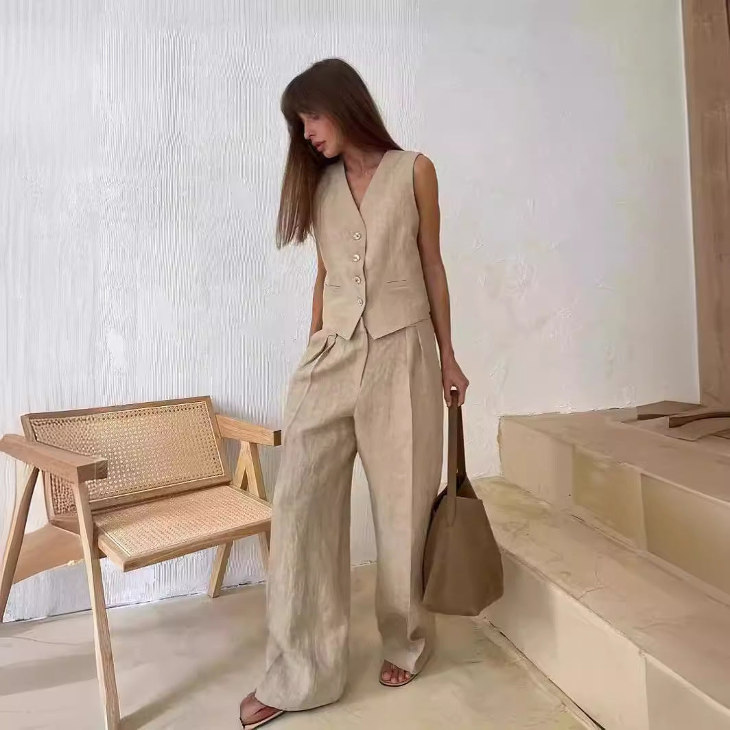 Vest & Casual Pants Two Piece Set