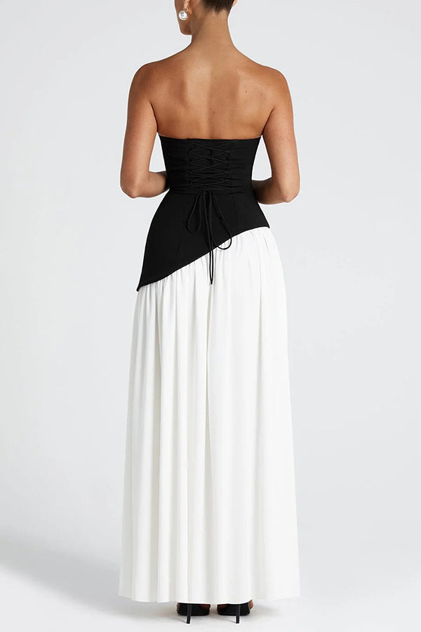 Elegant Off Shopulder Chiffon Pleated Hem Scarf Slit Maxi Dress