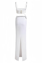 Megan Studded Suspender Halter Maxi Dress Set