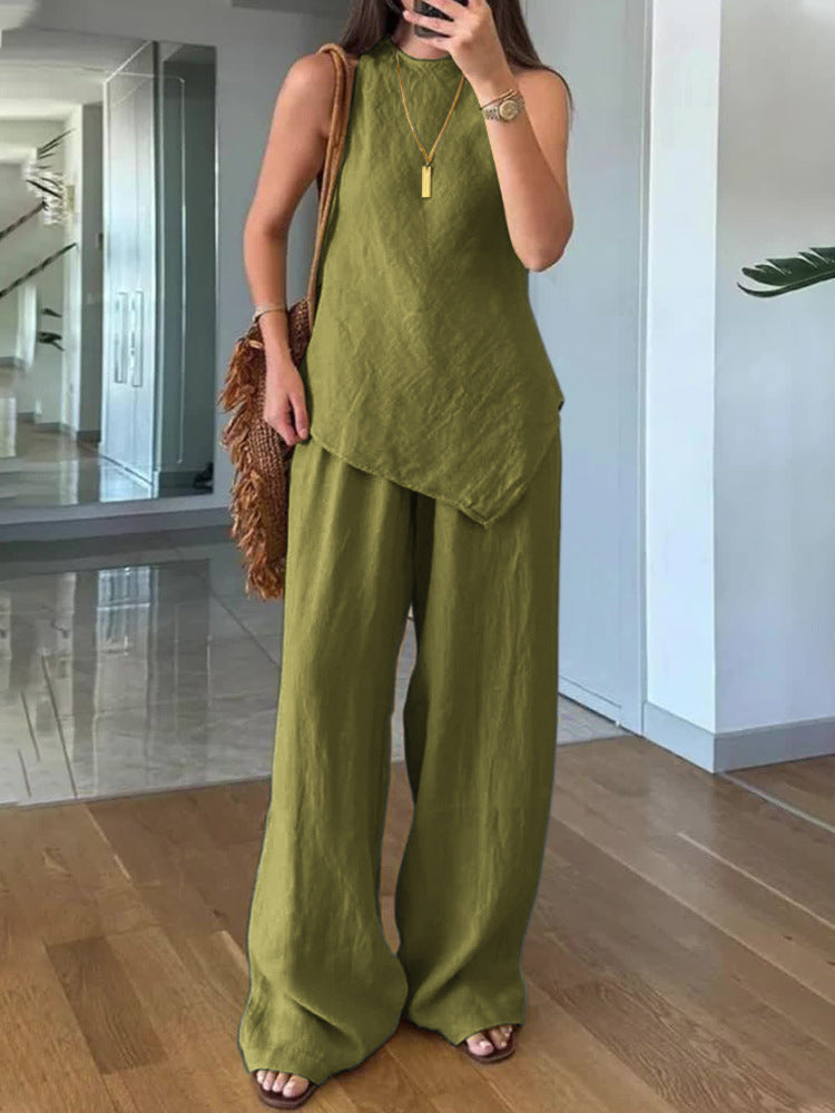 Irregular sleeveless casual two-piece set