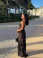 Milagros Exclusive Women's Evening Dress with Floral Appliqu��s Wear Edit