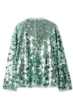 Fashion Sequined Long-sleeved V-neck Loose Lace-up Cardigan