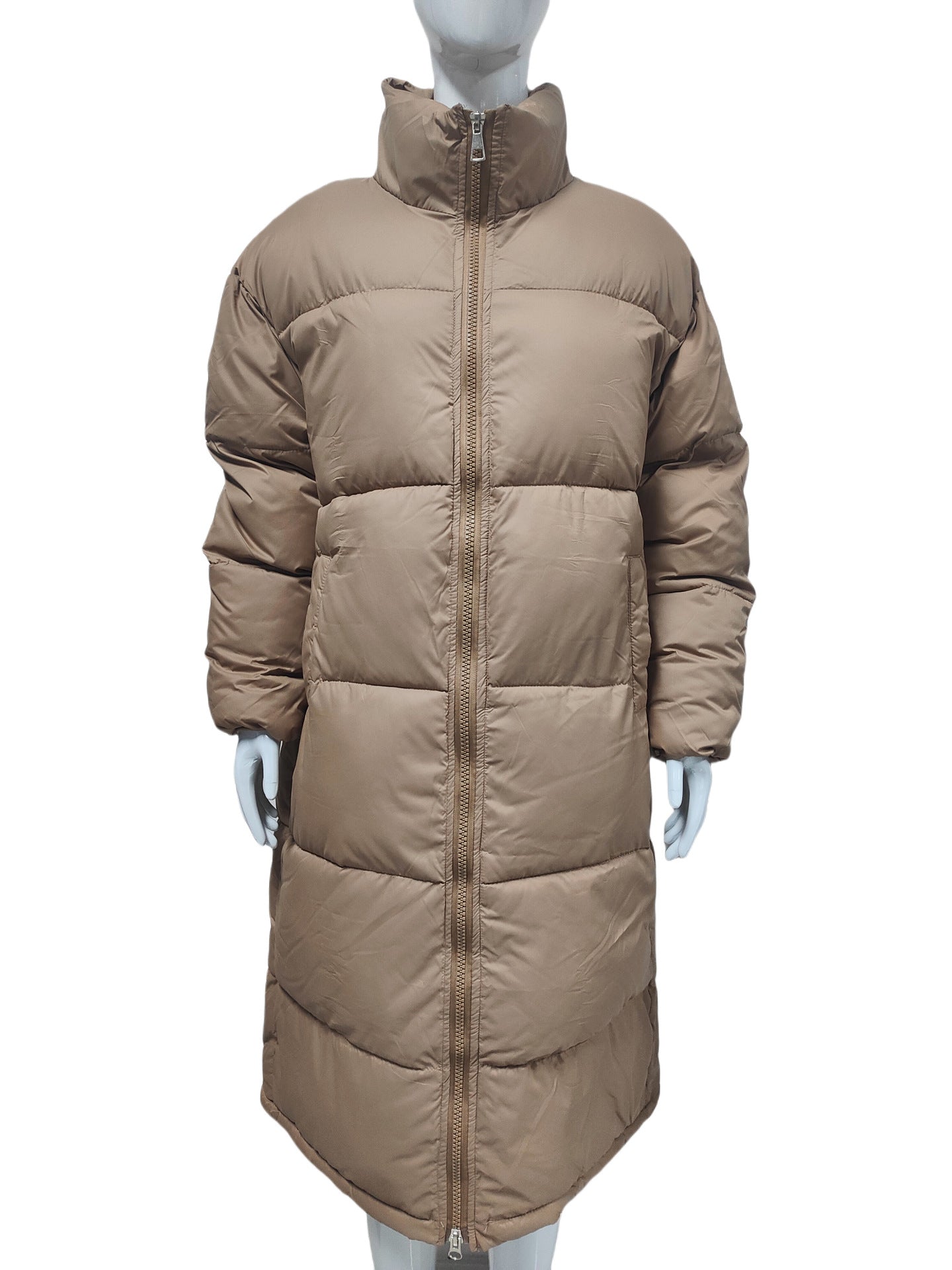 Solid Zipped Long Cotton Jacket