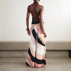 Unique Printed Sexy Backless Casual Wide Leg Jumpsuit