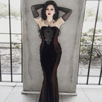 Slim-Fit Contrast Fishtail Gothic Dress
