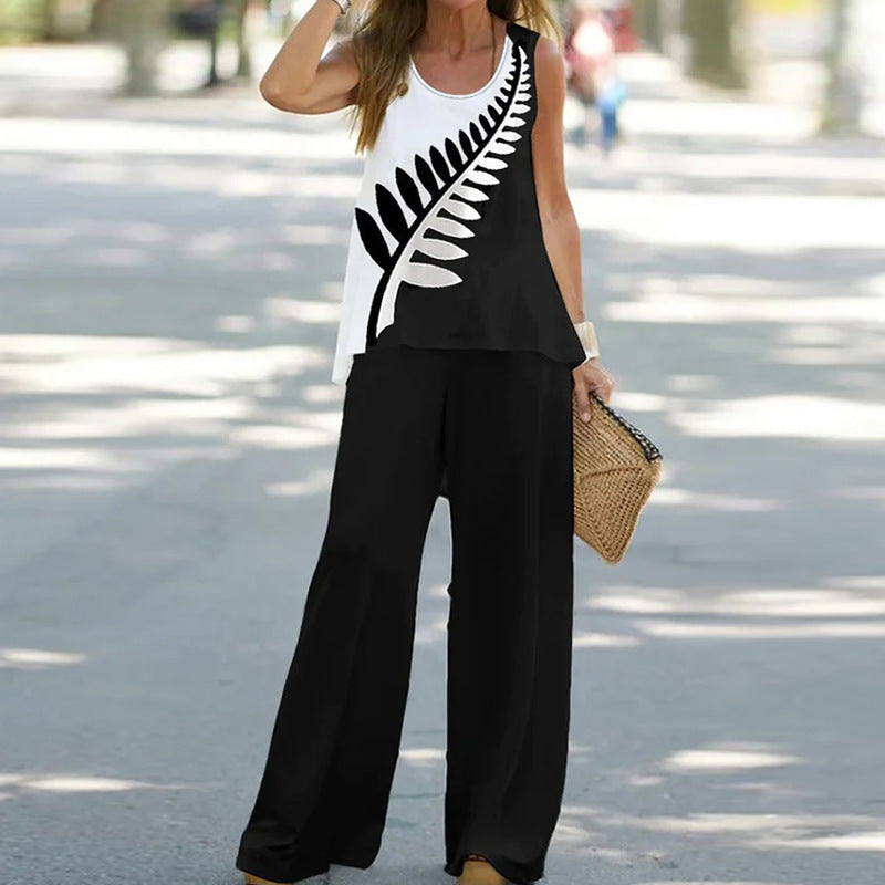 Printed Sleeveless Top and Bottom Set