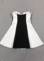 Strapless Sweetheart Vertical Stripe 3D Rosette Fit and Flare Mini Dress