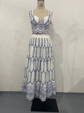 Summer Sexy Print Lace up Bra Skirt Two Piece Women Clothing