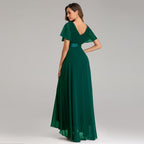 Elegant V Neck Solid Evening Dress