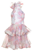 Floral Halter Neck Tiered Ruffle Fit and Flare Mini Dress