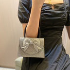 Rhinestone Embellished Ribbon Handbag by Hazel