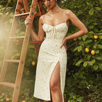 Camila Luxe Women's Floral Print Maxi Dress with High Slit Design Designer Edit