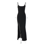 Strapless Bodycon High Split Midi Dress