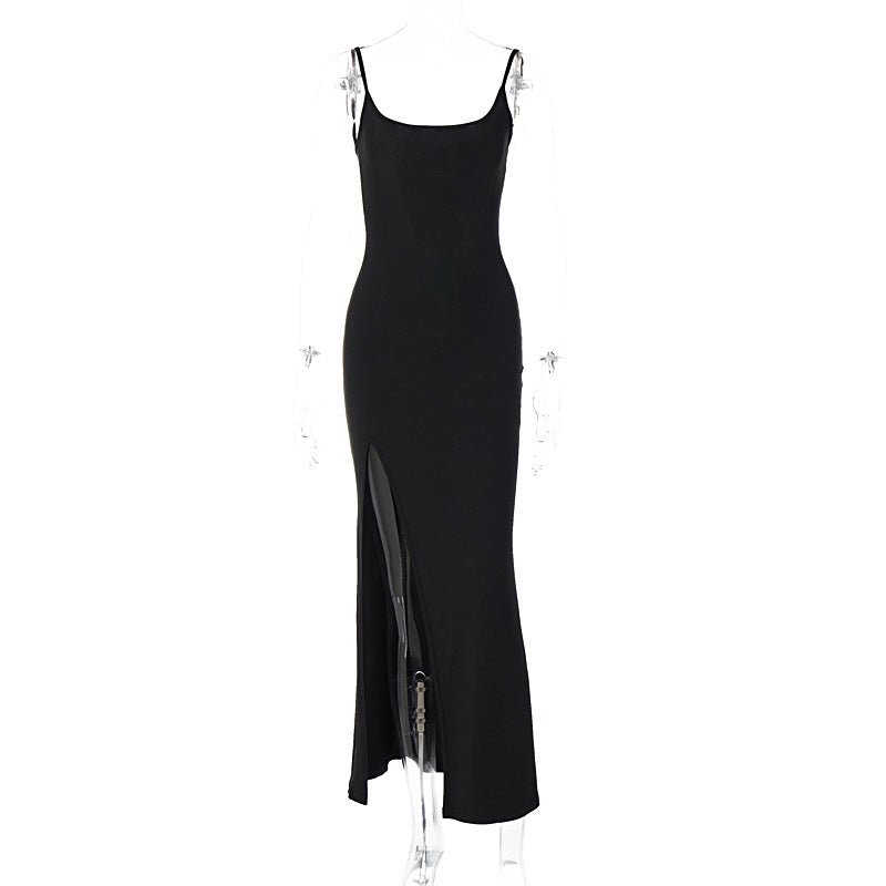 Strapless Bodycon High Split Midi Dress