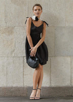 Midnight Grace - Tie-Strap Linen Mini Dress