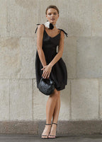 Spaghetti Strap Tie Shoulder V-Neck A-Line Linen Mini Dress