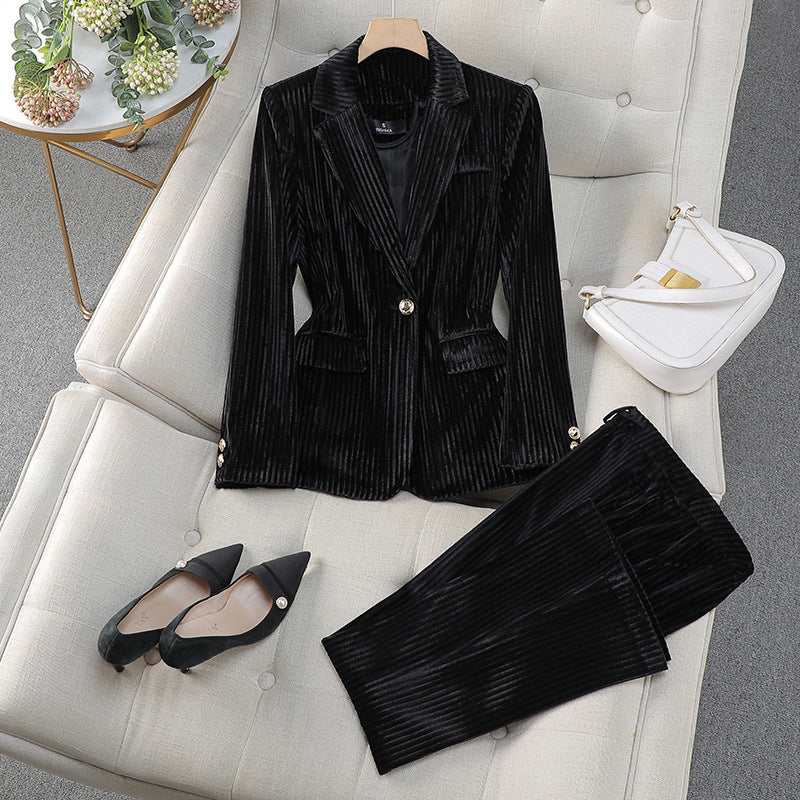 | Women's Casual Tailored Suit Set, Long Blazer