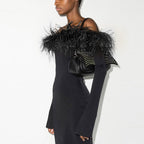 DressBetty - Fur Collar Off Shoulder Dress