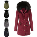 Fleece Lined Parka Coat with Fur Trims