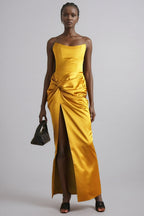 Sarah Strapless High Split Midi Dress