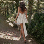 Square Neck Bow Back Drop Waist Fit and Flare Mini Dress