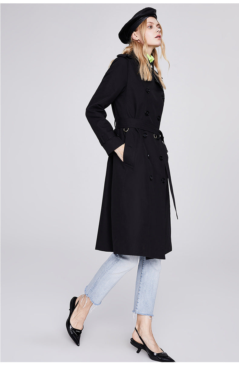 Solid Color Slim Fit Trench Coat