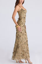 Stylish Sleeveless Halter-neck Slim-fit Backless Tie-up Elegant Maxi Dress