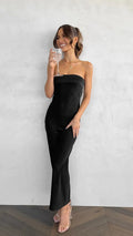 Satin Open Back Strapless Dress