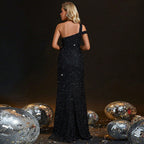 Black Evening Dress for Women High Slit Strap Backless