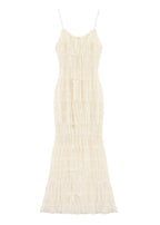Spaghetti Strap Ruffle Trim Tiered Bow Front Maxi Dress