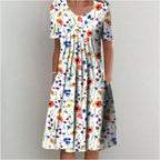 Jenni Statement Women's Floral Midi Dress with Pleated Design Boutique Collection