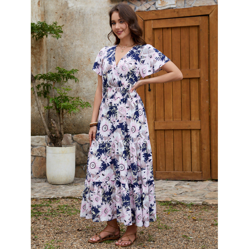 Violeta Aesthetic Women's Floral Wrap Midi Dress Everyday Luxe Edit