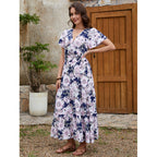 Violeta Aesthetic Women's Floral Wrap Midi Dress Everyday Luxe Edit