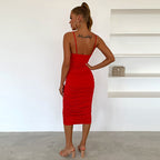 Corset Ruffle Slim Knee Length Dress